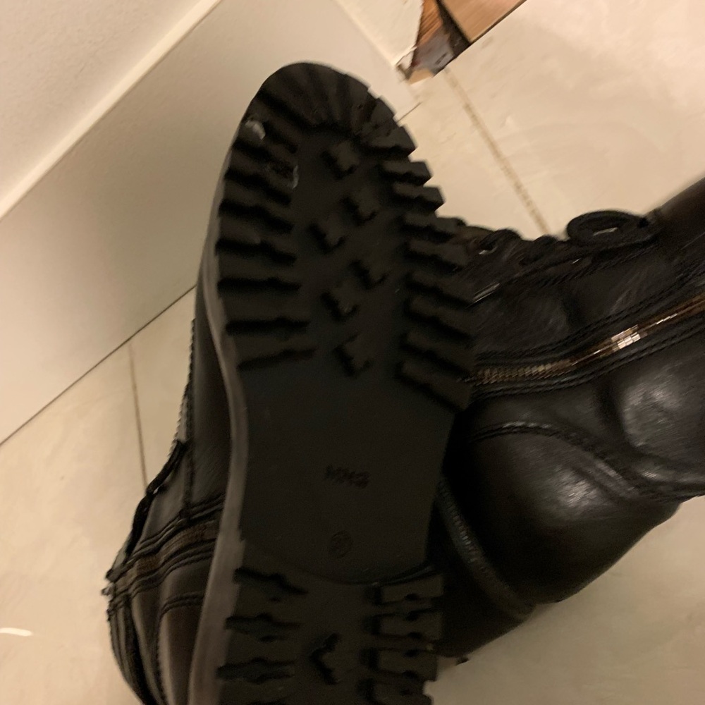 Black Combat Boots with Buckle Detail - Picture 8 of 8